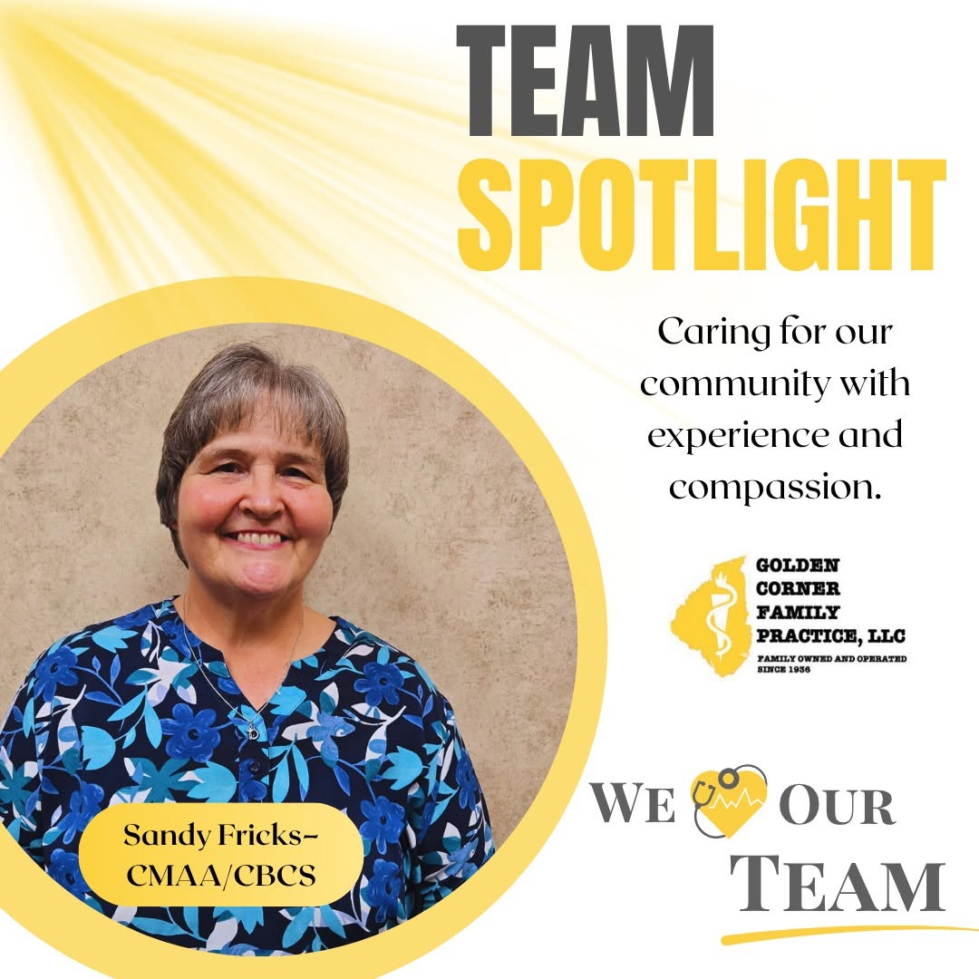 Instagram post by Dr. Christina Booker: Team Spotlight: Sandy Fricks! 💛🔦 Today we're celebrating the compassionate heart and inspiring spirit of our amazing office manager at GCF…