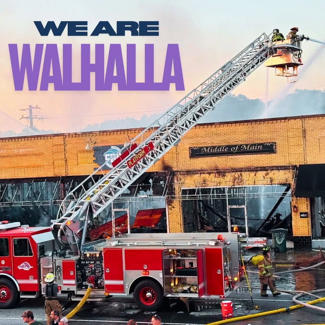 Instagram post by Dr. Christina Booker: Our hearts and prayers are with our neighbors and our entire Walhalla community following last night’s devastating fire on Main Street. We a…