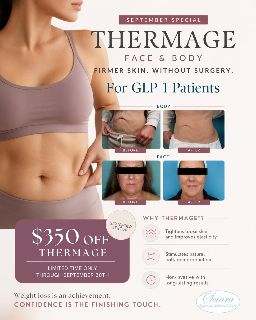 Instagram post by Dr. Christine Sciara: If your GLP-1 journey has changed your body, you may also be noticing changes in your skin, whether on the face or body. Thermage® uses radi…