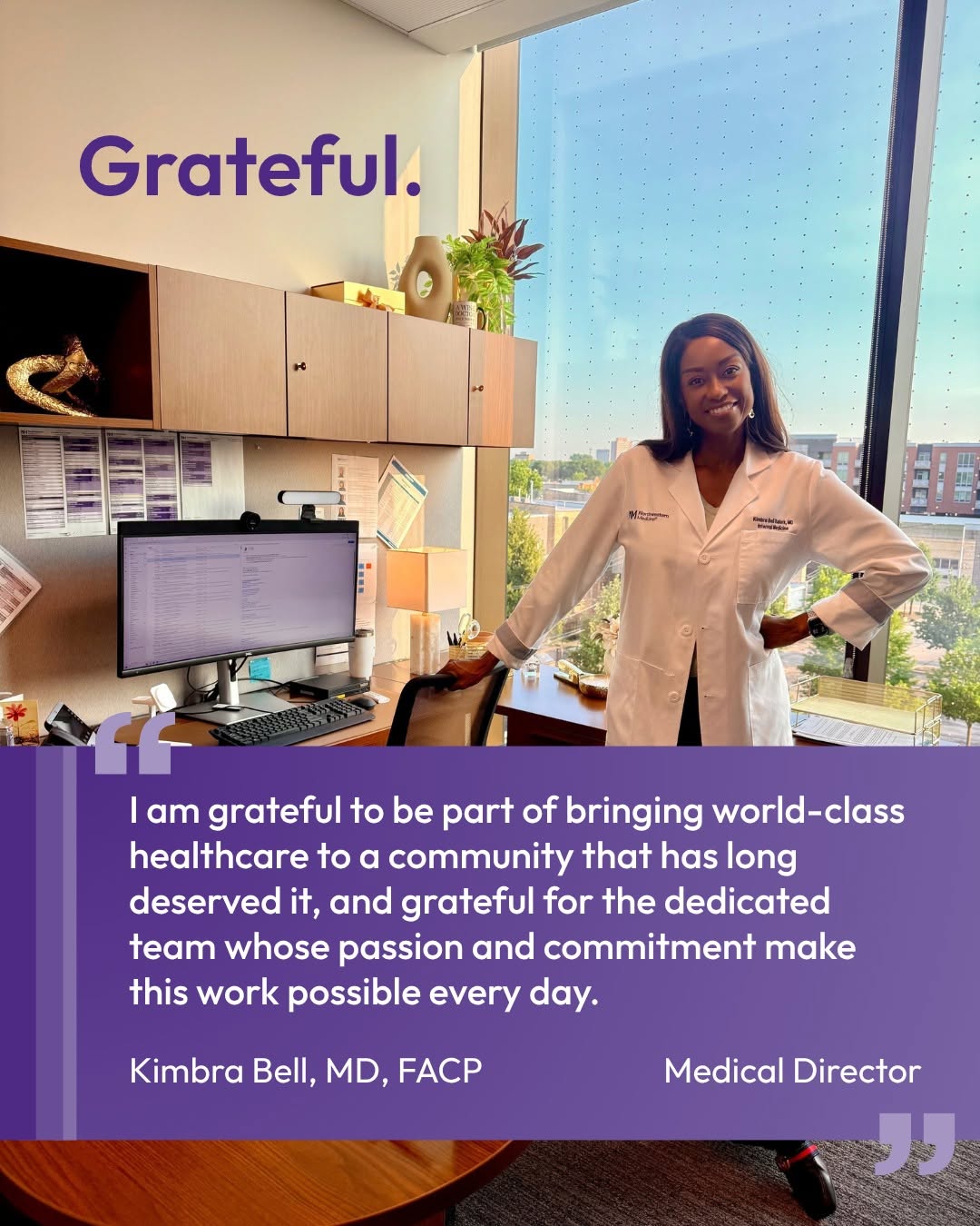 Instagram post by Dr. Christopher L. Robinson: It’s been one year since Northwestern Medicine Bronzeville Outpatient Center opened its doors. To celebrate, our team is sharing one word th…