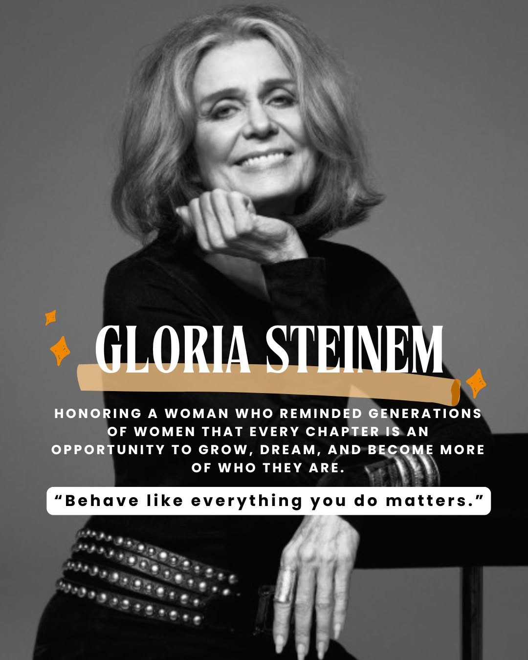 Instagram post by Dr. Christopher N. Vashi: Today, we honor Gloria Steinem, a woman who reminded generations of women to dream bigger, embrace change, and live life on their own terms.…