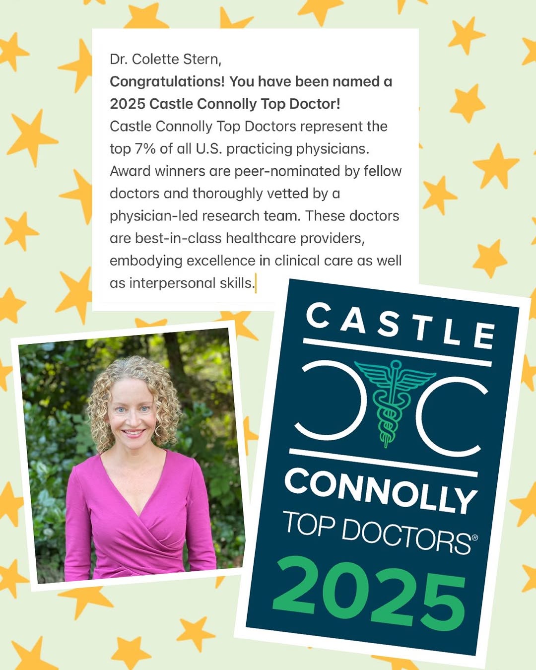Instagram post by Dr. Colette Stern: Thank you to my peers for this amazing honor! 🫶🏻#ashevilleplasticsurgery #topdoctor #lovewhatyoudo