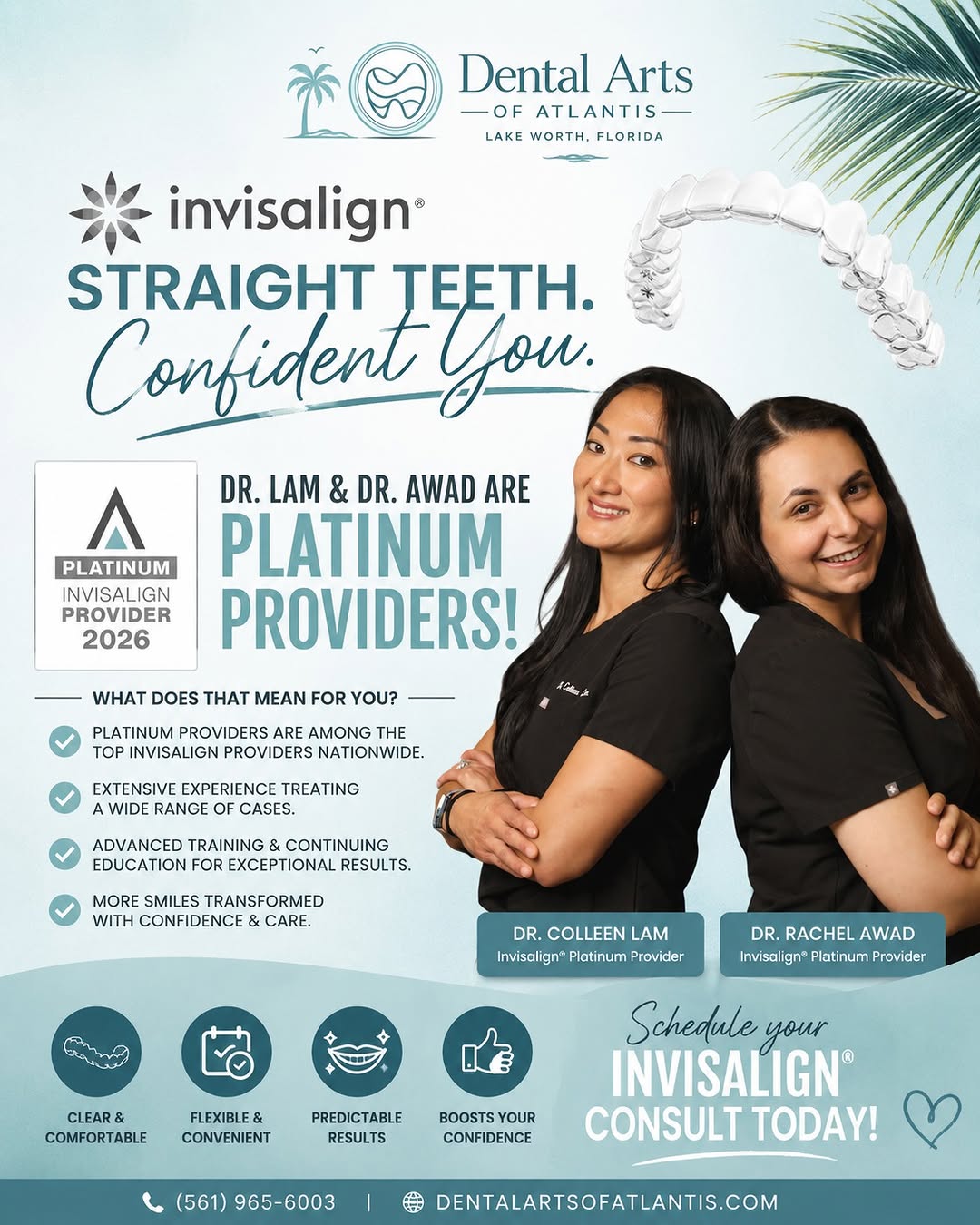 Instagram post by Dr. Colleen Lam, D: Your smile is one of a kind—your care should be too. 💙 We’re excited to share that Dr. Colleen Lam and Dr. Rachel Awad are Invisalign® Plat…