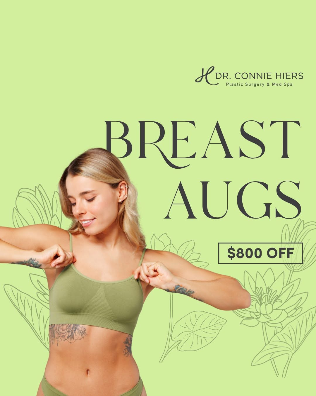 Instagram post by Dr. Connie Hiers: Boost Your Confidence with a Beautiful Enhancement This month only, enjoy $800 OFF your breast augmentation with Dr. Connie Hiers—where arti…