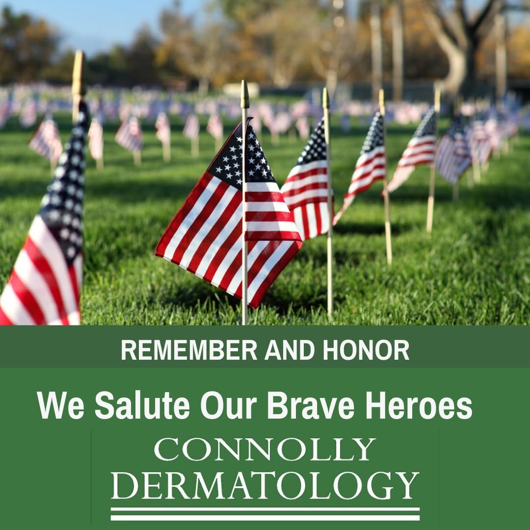 Instagram post by Dr. Coyle Connolly, DO: Honoring our veterans today—thank you for your bravery, sacrifice, and service. #VeteransDay #ConnollyDermatology