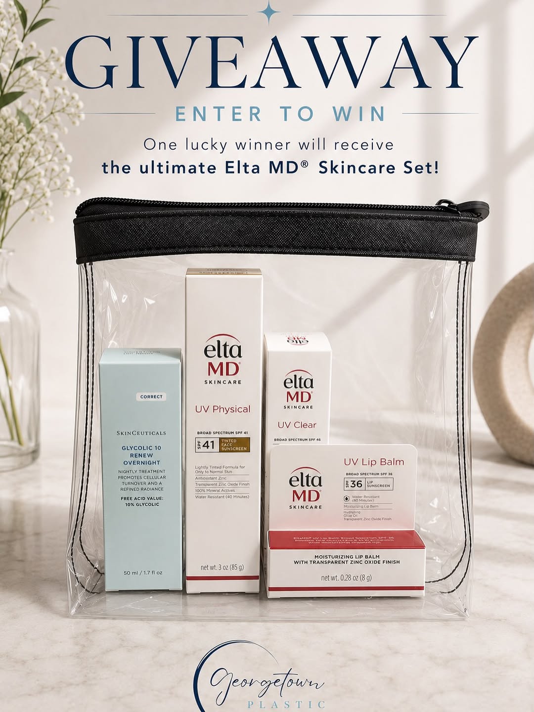Instagram post by Dr. Craig A. Staebel: ☀️ Win an EltaMD Skincare Bundle! ☀️ Spend $100+ on Skincare and be entered to win a curated skincare bag featuring full-size EltaMD product…