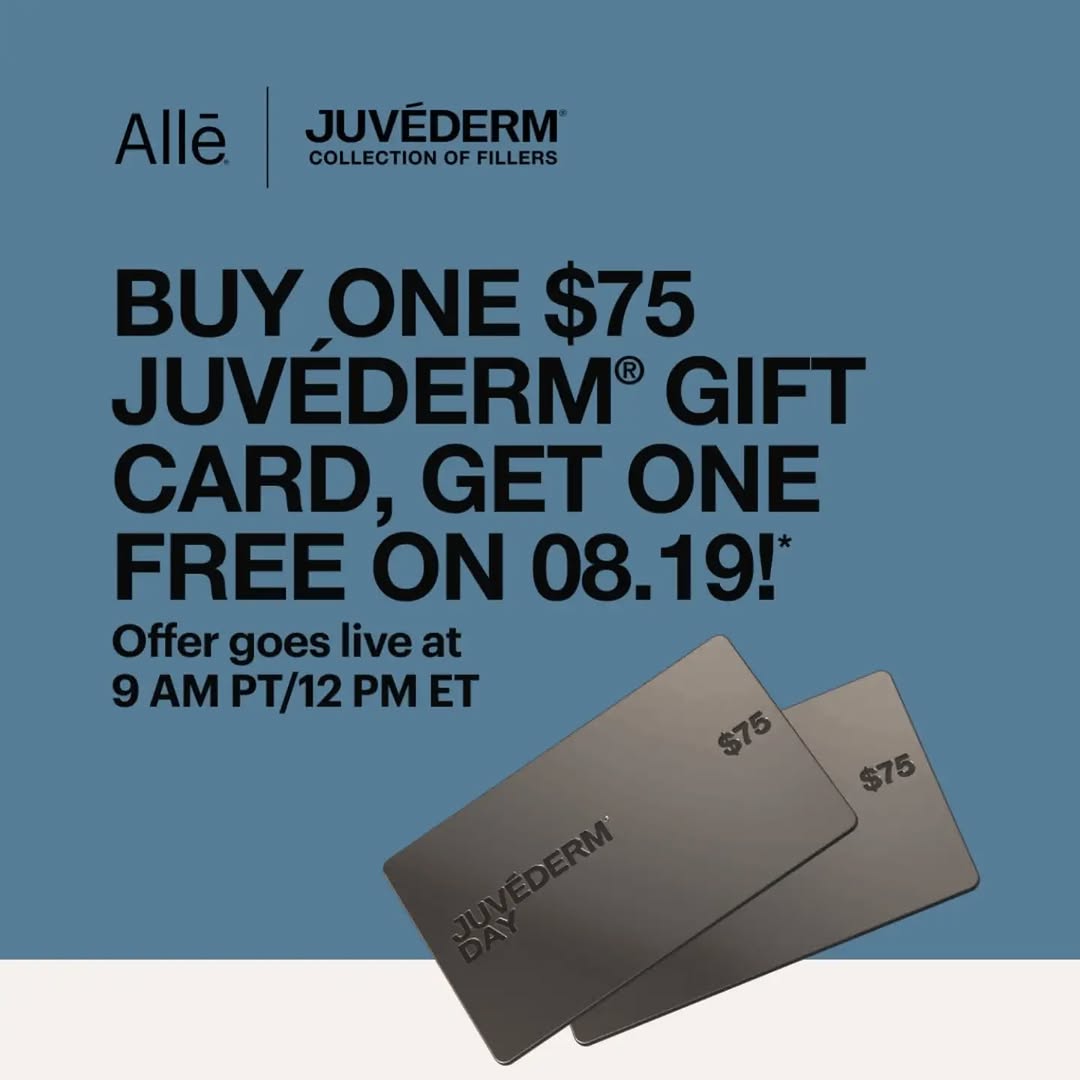 Instagram post by Dr. Craig W. Colville: Save the date, because Juvéderm Day is coming 💋💉 On August 19th at 12PM EST, Allē Members can purchase one $75 Juvéderm gift card through …