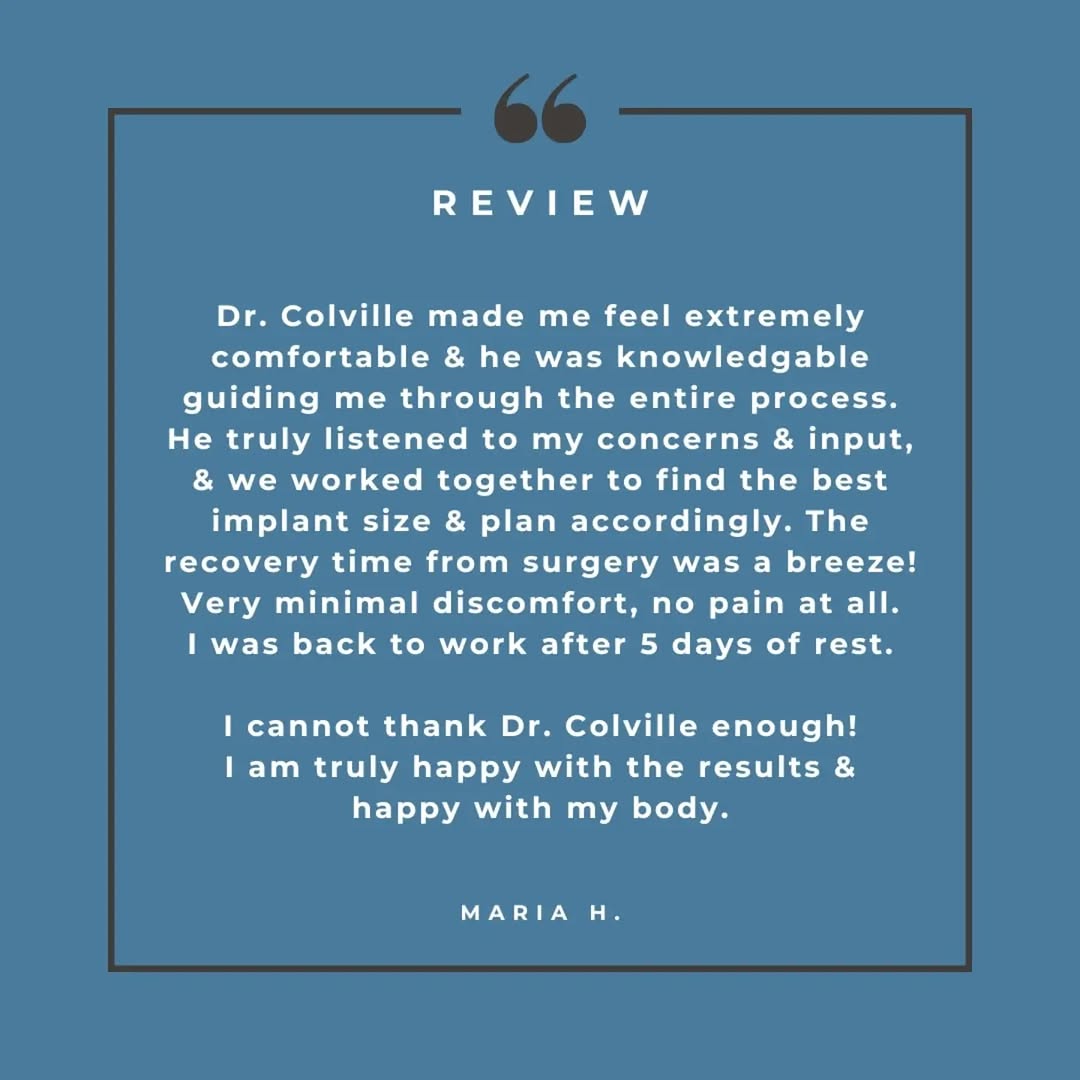 Instagram post by Dr. Craig W. Colville: So grateful for your kind words! Hearing that you felt comfortable, heard, & happy with your results means everything to my team & I. 𝗕𝗢𝗢…