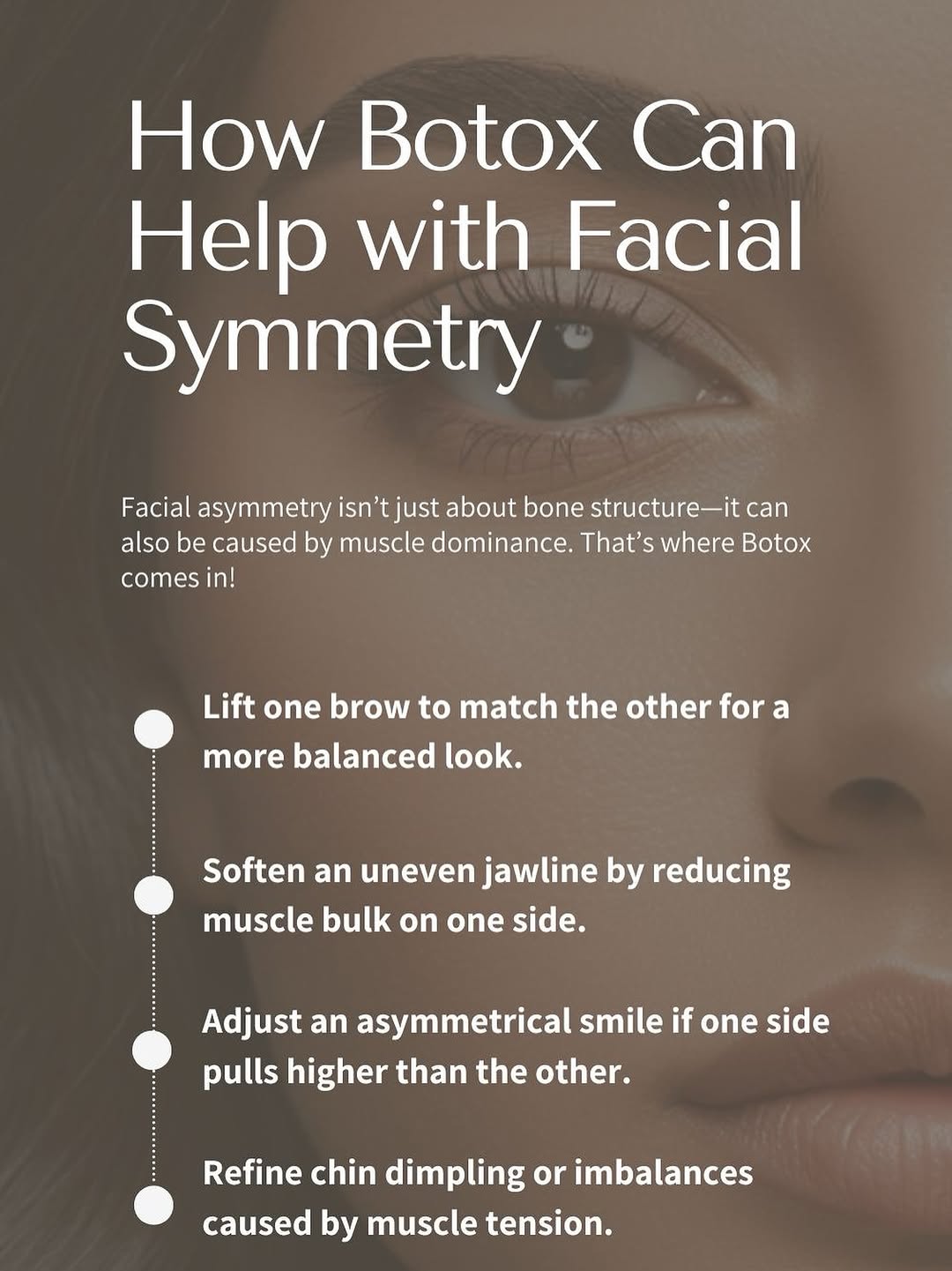 Instagram post by Dr. Cristina Dracea: 𝐇𝐨𝐰 𝐁𝐨𝐭𝐨𝐱 𝐂𝐚𝐧 𝐈𝐦𝐩𝐫𝐨𝐯𝐞 𝐅𝐚𝐜𝐢𝐚𝐥 𝐒𝐲𝐦𝐦𝐞𝐭𝐫𝐲 Facial asymmetry isn’t always about bone structure—it can also be caus…