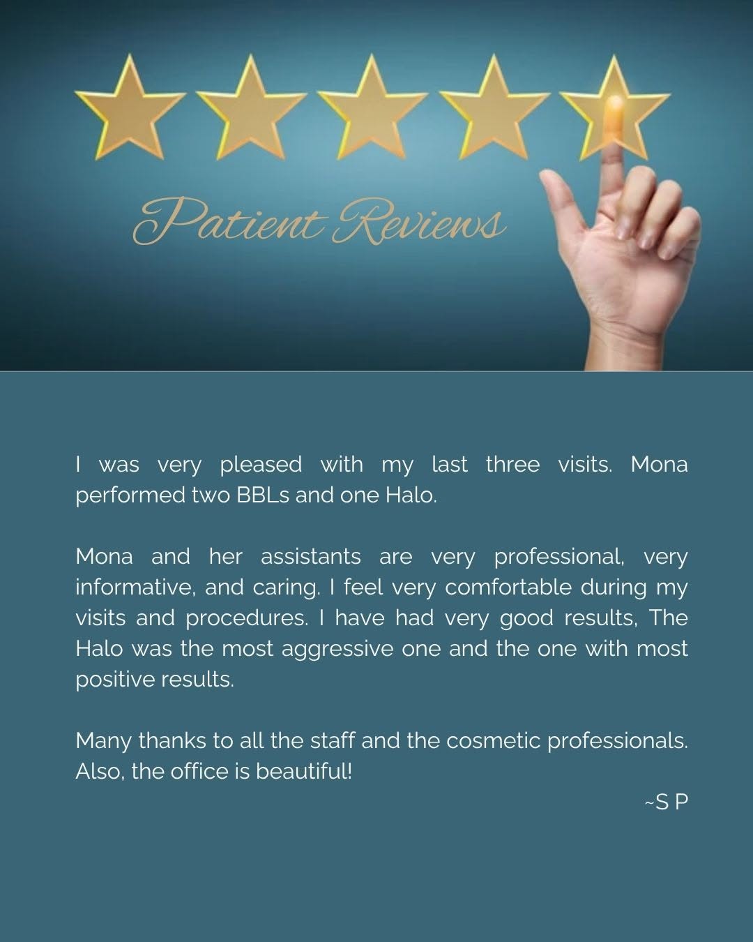 Instagram post by Dr. Cyndi Yag-Howard: Our PA, Mona, is EXCEPTIONAL when it comes to lasers! #yhderm #patientreviews #halo