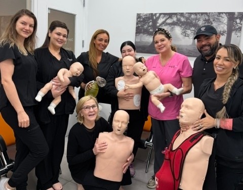 Instagram post by Dr. Cynthia Golomb: At Dermatology Boutique we take your safety seriously. We just had our yearly CPR refresher with Cardio Partners. In the group photo from le…