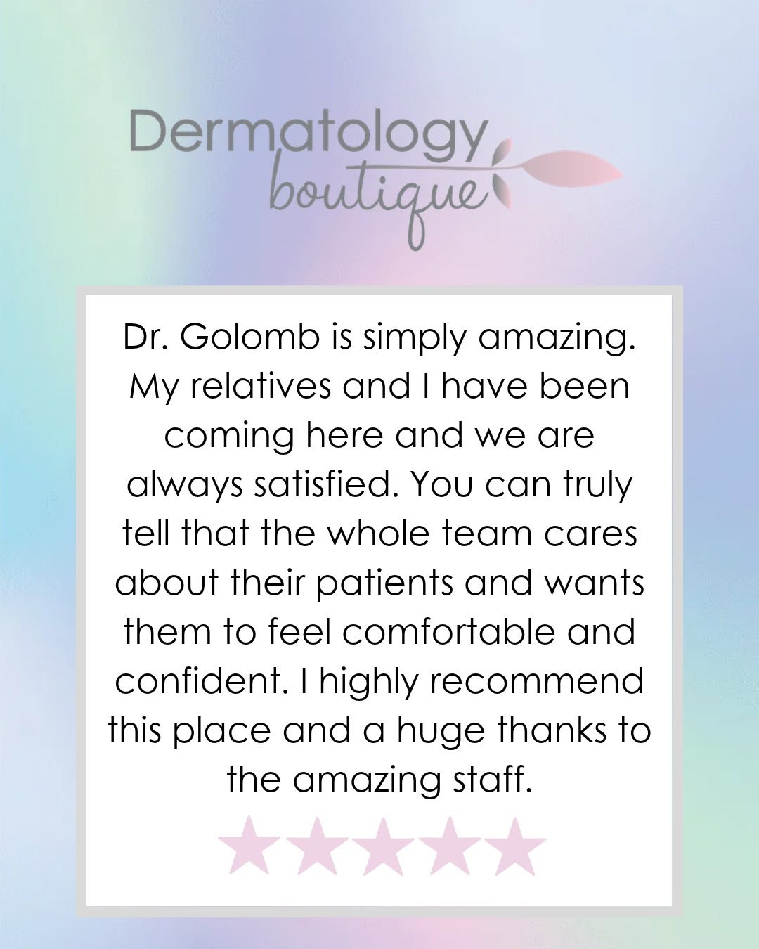 Instagram post by Dr. Cynthia Golomb: #DermatologyBoutique #HappyPatient