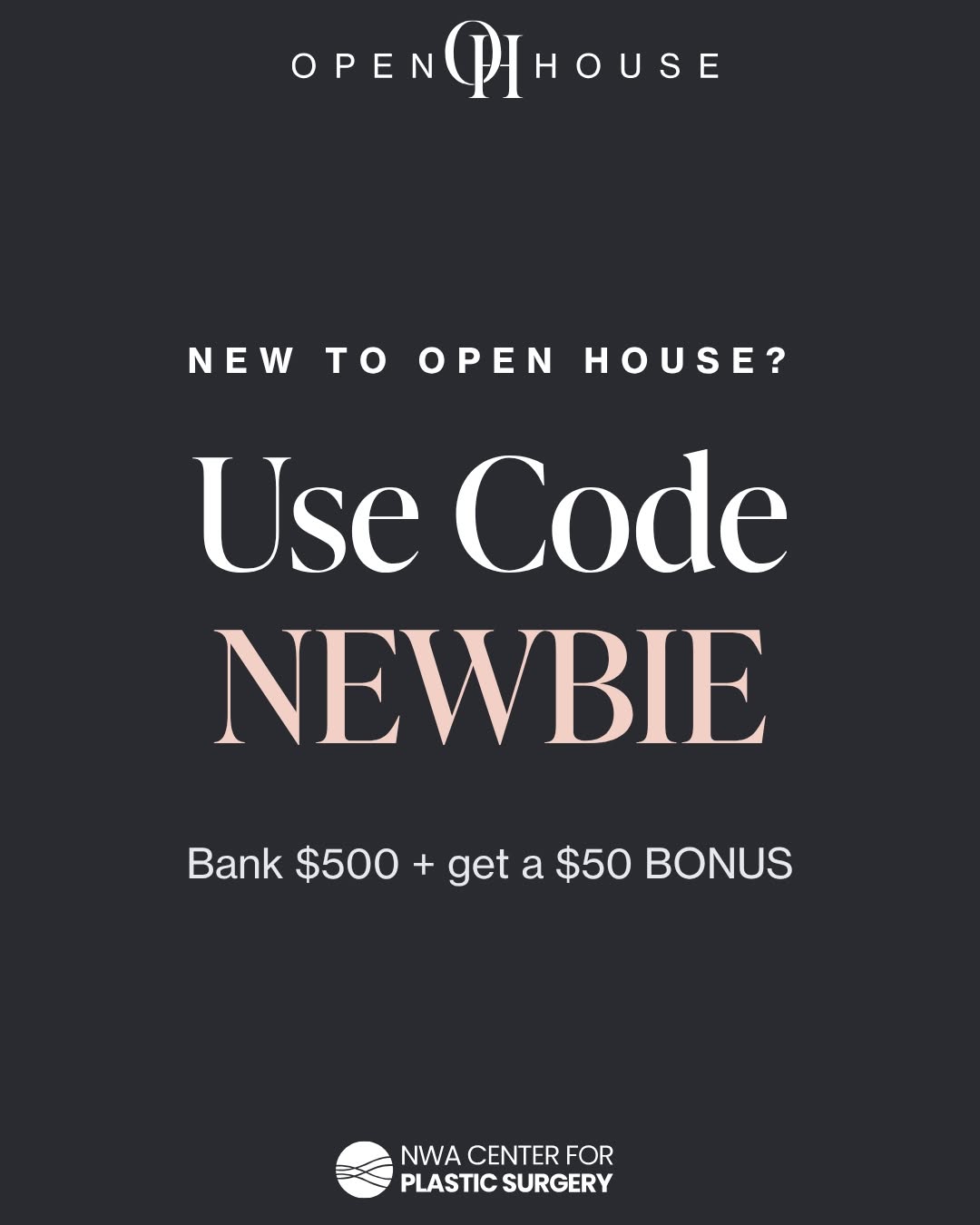 Instagram post by Dr. D. Heath Stacey: First time participating in Open House? Use code ✨NEWBIE✨ for a $50 bonus when you bank $500 or more! And if you're an Open House pro, we've…