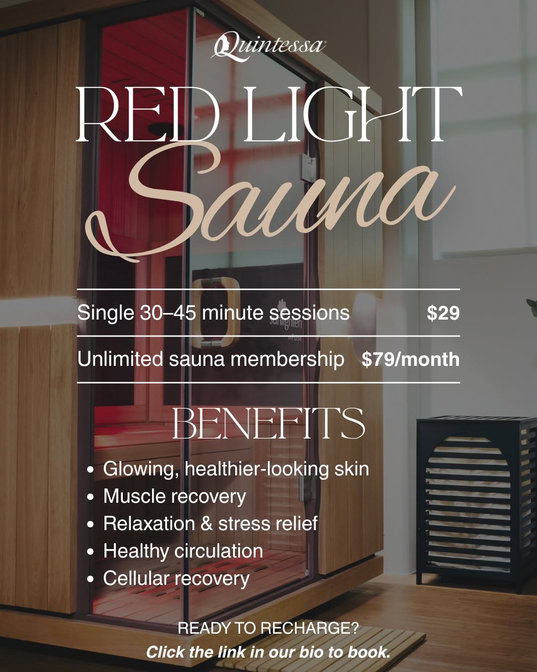 Instagram post by Dr. Daniel Butz: Ready to glow from the inside out? ✨ Meet our Red Light Sauna—your new favorite way to relax, detox, and recharge your skin! Whether you nee…