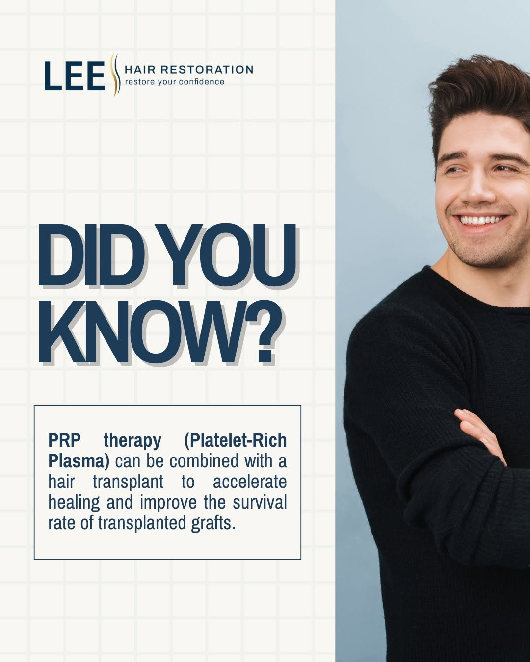 Instagram post by Dr. Daniel J. Lee: Did you know? 🤔 A simple addition to your hair transplant procedure could accelerate healing and improve your final results significantly. …