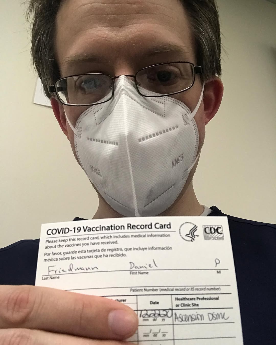 Instagram post by Dr. Daniel P. Friedmann: I got vaccinated!!!!