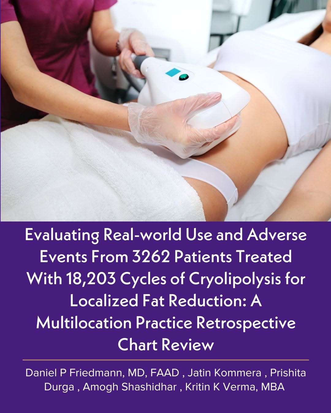 Instagram post by Dr. Daniel P. Friedmann: How safe are cryolipolysis treatments? This study is one of the largest reviews of cryolipolysis treatment to date, examining electronic me…