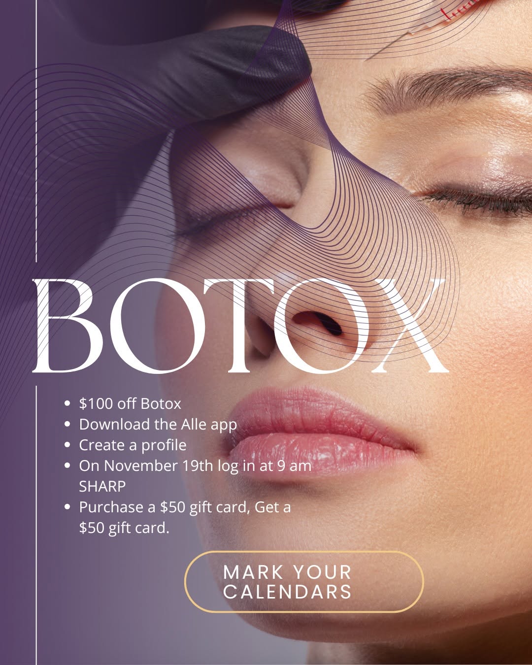 Instagram post by Dr. Daniel Thomas: BOTOX DAY NOVEMBER 19 2025 9 AM SHARP
