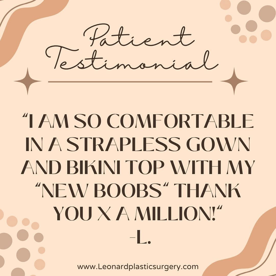 Instagram post by Dr. Dann Leonard: We love hearing from our patients! It means so much that you trust us to help you reach your goal!😊Call and book your consultation! . . . �…
