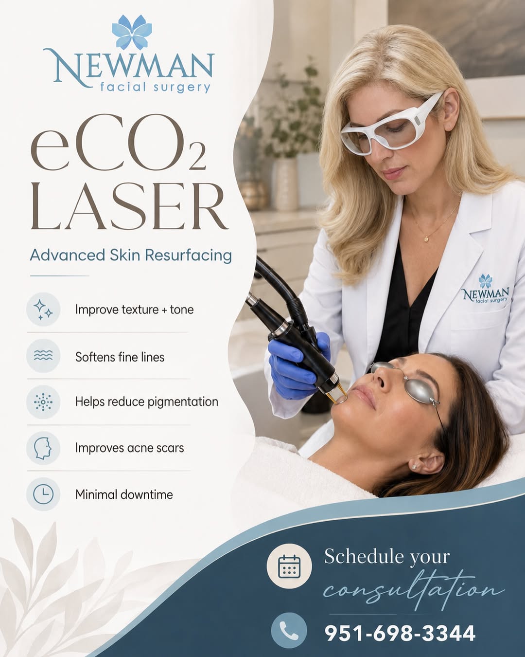 Instagram post by Dr. David A. Newman: Smoother skin. Fewer wrinkles. A more refreshed you. The eCO₂ laser helps improve fine lines, sun damage, skin texture, and acne scars while…