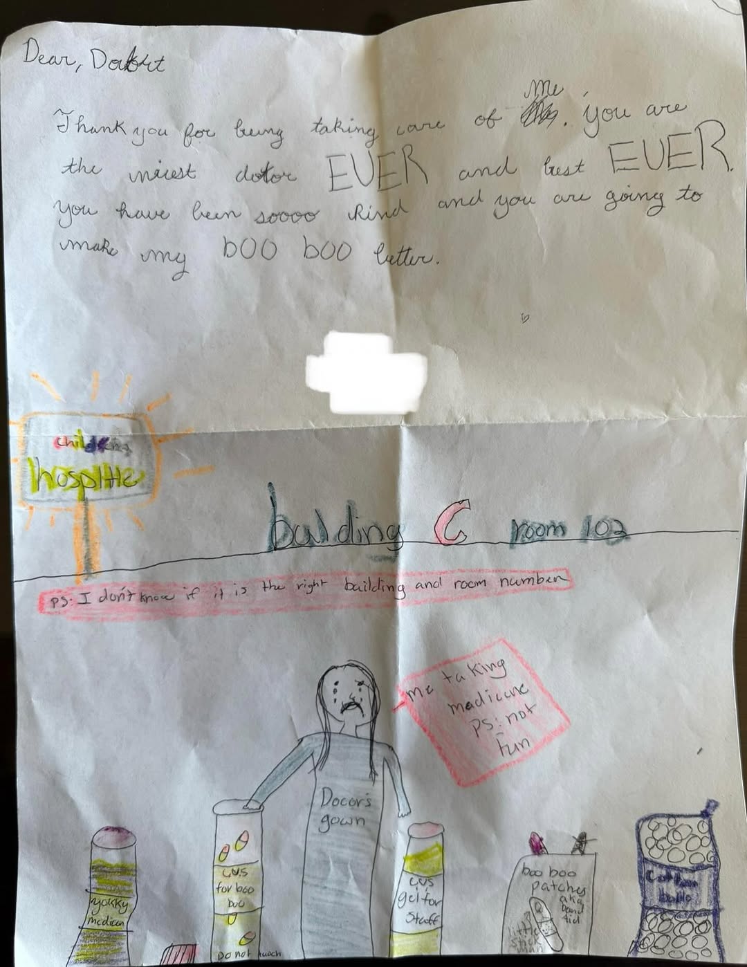 Instagram post by Dr. David Azouz: A little kindness goes a long way! We received this adorable note from one of our youngest patients after treating a laceration- and it abso…