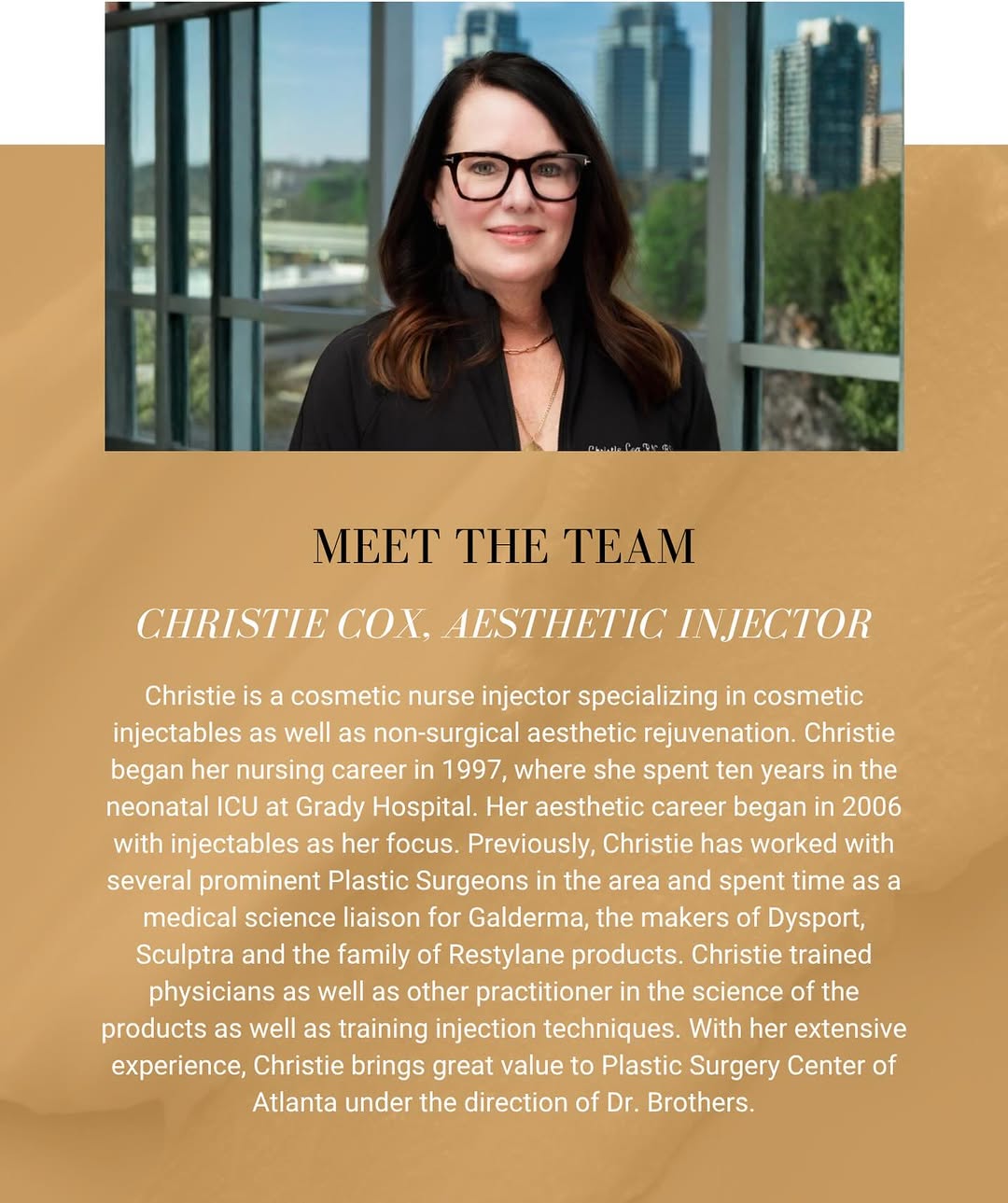 Instagram post by Dr. David B. Brothers: MEET THE TEAM CHRISTIE COX, AESTHETIC INJECTOR Christie is a cosmetic nurse injector specializing in cosmetic injectables as well as non-sur…