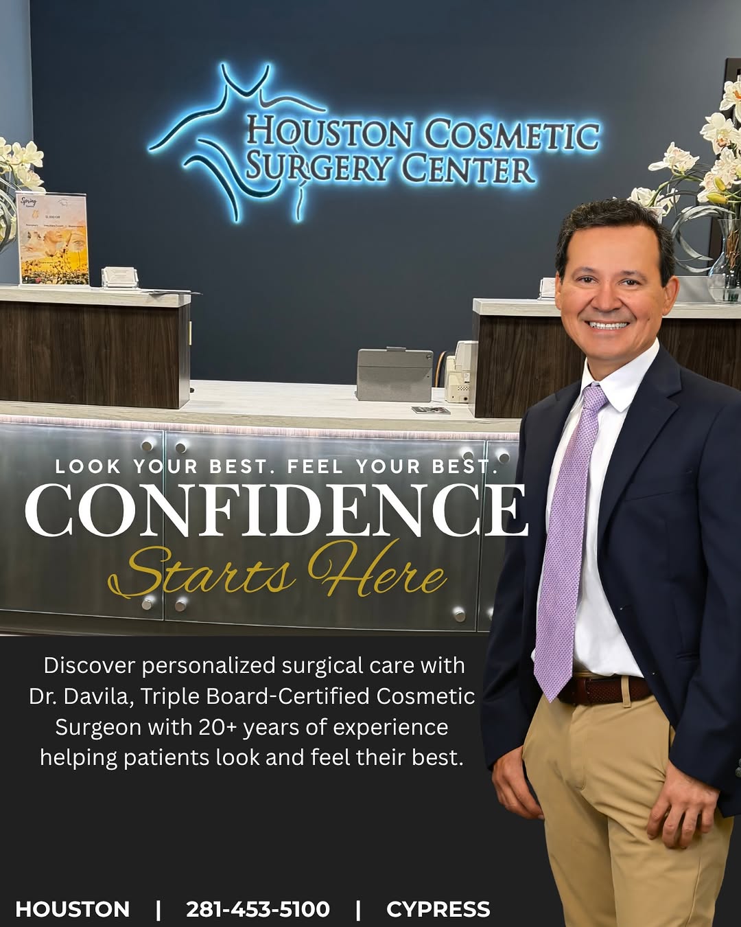 Instagram post by Dr. David Davila, DO: Experience you can trust. Care centered around you. 🤍 With 20+ years of experience, Dr. Davila brings a personalized approach to cosmetic s…