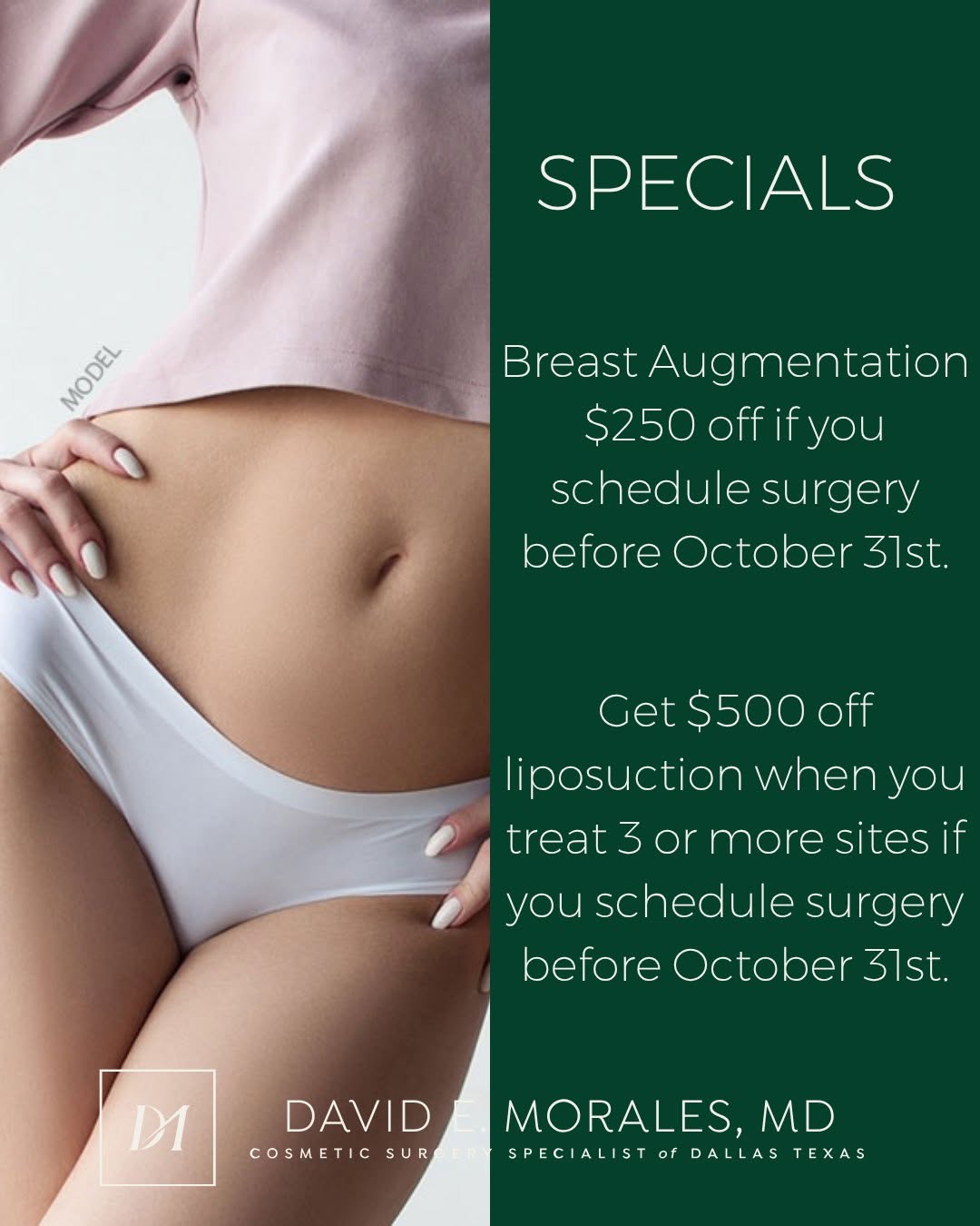 Instagram post by Dr. David E. Morales: 🍂✨ It’s the perfect time to start planning ahead for the season with one of Dr. Morales’ limited-time specials. For a limited time: ✨ **$25…