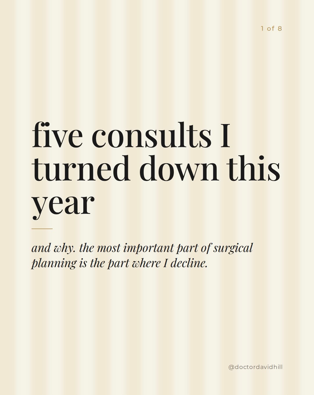 Instagram post by Dr. David Hill: five patients this year came in with a plan and left with a different one. a fourth syringe that would have fed a problem instead of fixing …