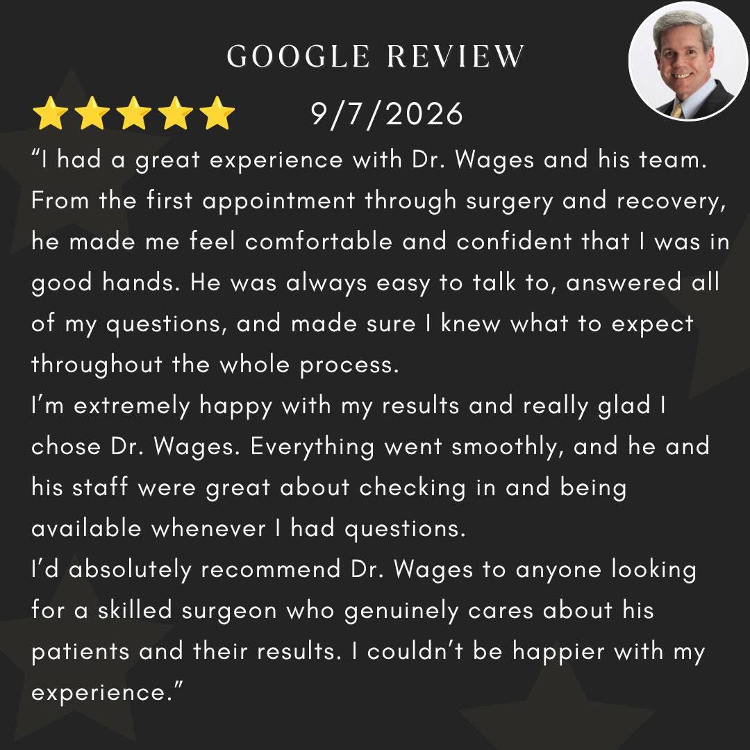 Instagram post by Dr. David J. Wages: We love to hear this!! Board-Certified Plastic Surgeon, David J. Wages, MD and his team strive to provide 5-star service and excellent resul…