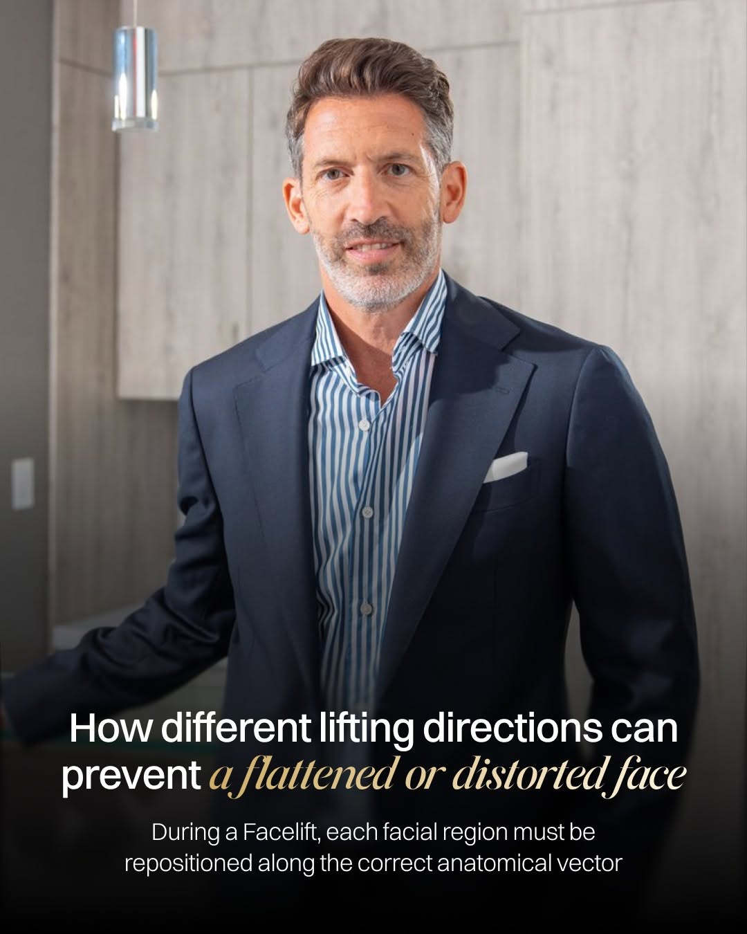 Instagram post by Dr. David L. Cangello: Facial tissues do not age or descend in one uniform direction. The cheeks, jowls, jawline, and neck each follow different patterns as struct…