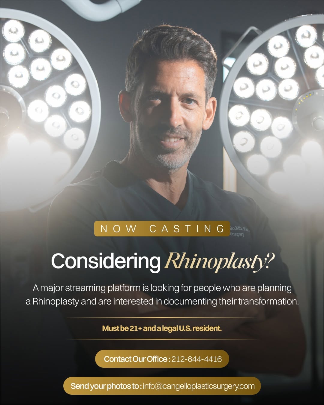 Instagram post by Dr. David L. Cangello: Dr. Cangello has been contacted regarding a casting opportunity for a project being developed for a major streaming platform. They are curre…