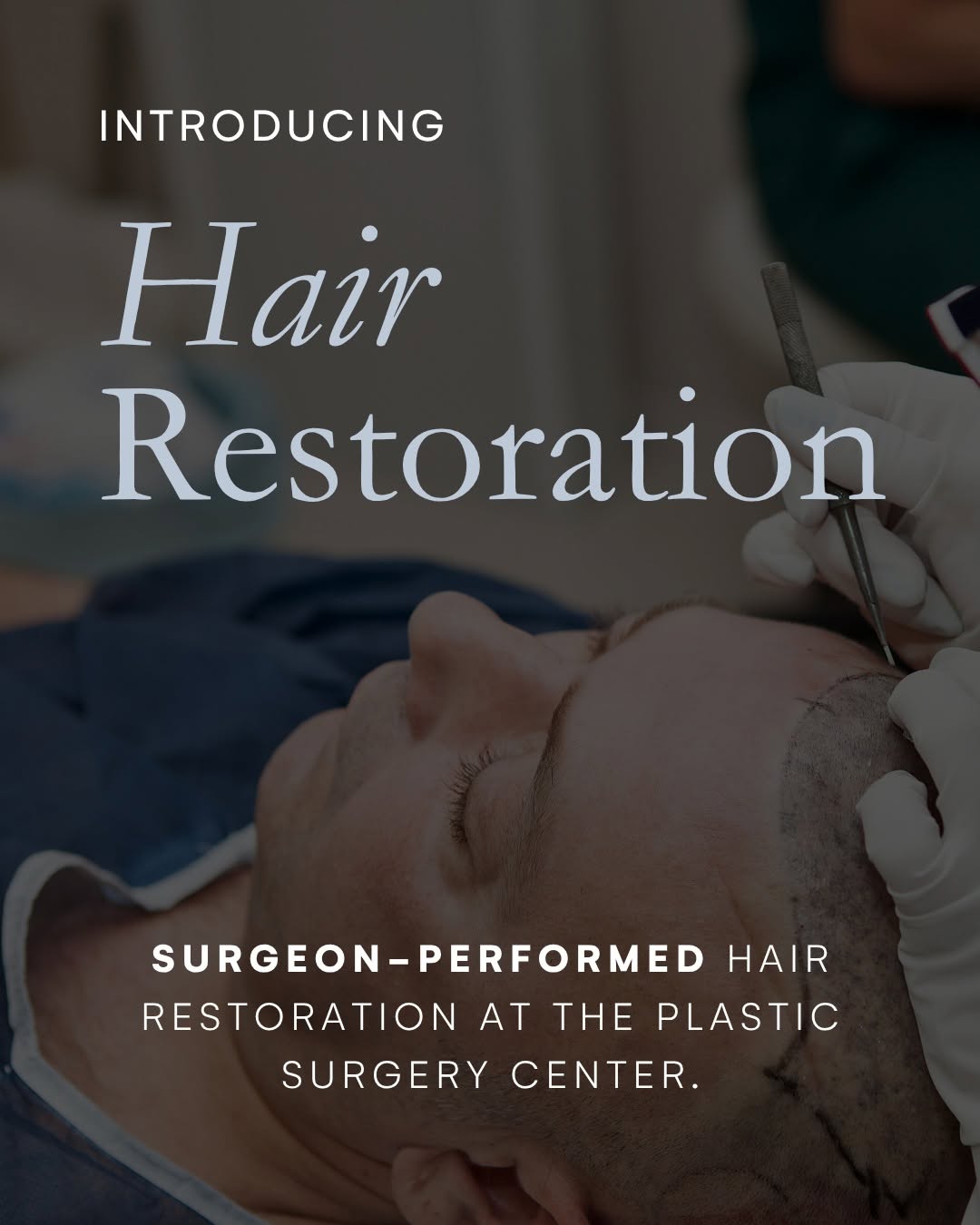 Instagram post by Dr. David L. Rayfield: Hair restoration at The Plastic Surgery Center is now available, led by board-certified plastic surgeon Dr. Mark Yazid. Using SmartGraft adv…