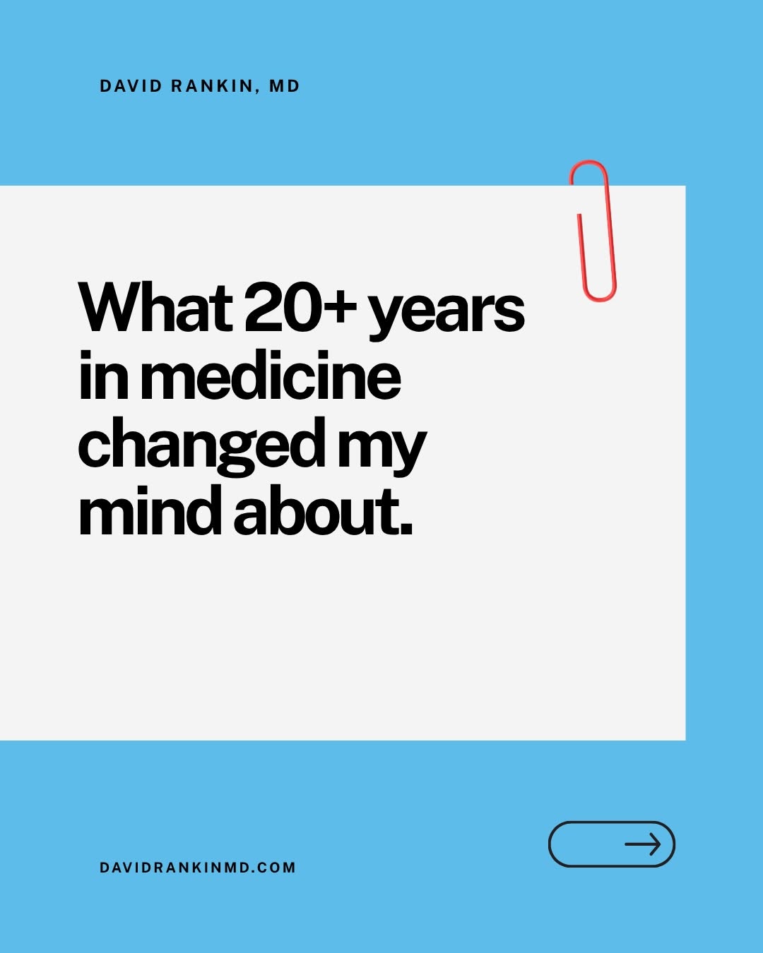 Instagram post by Dr. David Rankin: More than 20 years in medicine has taught me that experience isn’t about having all the answers. It’s about listening more closely, operatin…