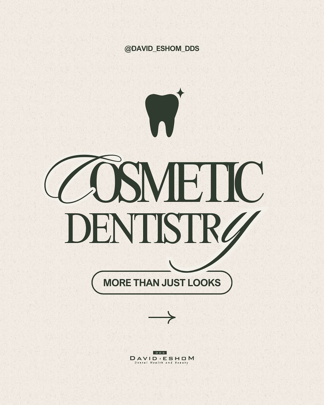 Instagram post by Dr. David S. Eshom: When people hear cosmetic dentistry, they often think it’s only about having a “Hollywood” smile — but it’s much more than that. Cosmetic de…