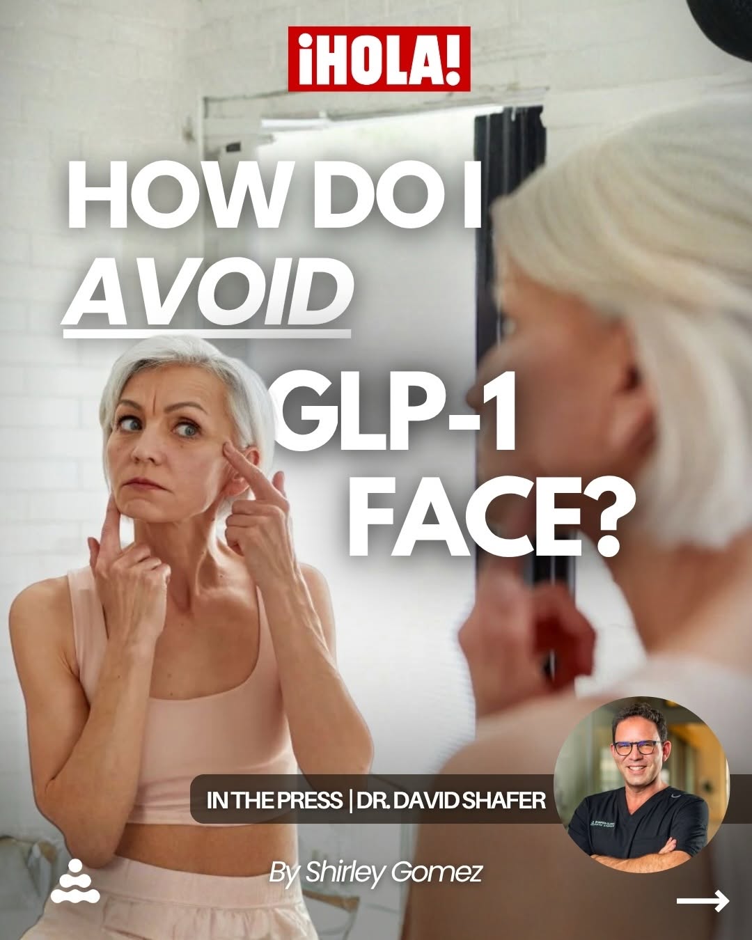 Instagram post by Dr. David Shafer: In the Press | @holausa 📰 Dr. Shafer shares why rapid weight loss can lead to changes in facial volume- and how to determine when fillers m…
