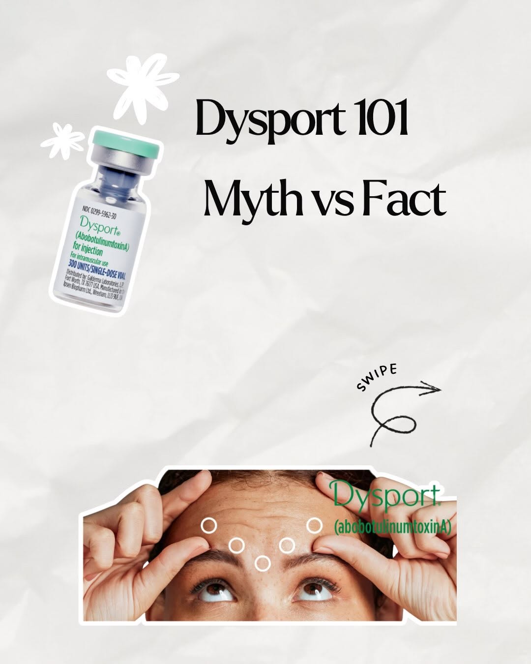 Instagram post by Dr. David V. Pratt: Dysport: Myth vs. Fact 💉✨ Let’s clear up some of the most common misconceptions about Dysport! Swipe to learn how it works, what to expect,…
