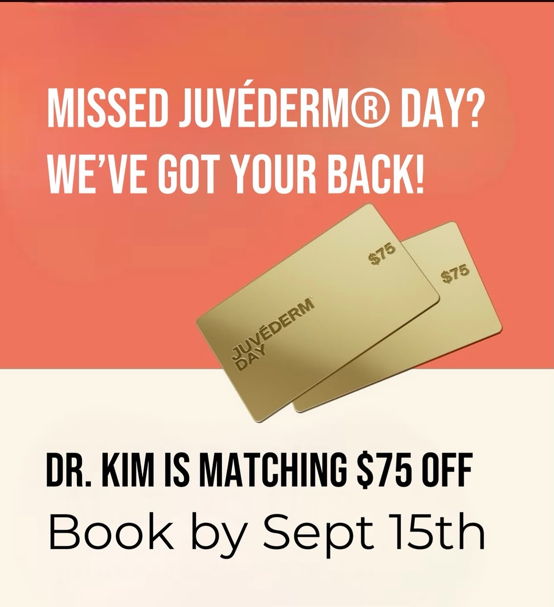 Instagram post by Dr. David W. Kim: Missed out on the Allē JUVÉDERM® Day BOGO? Don’t worry if the Juvéderm cards are sold out, we got your back! ✨ . To keep the celebration goi…