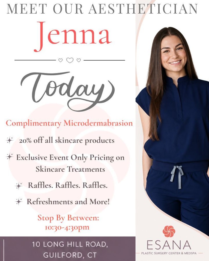 Instagram post by Dr. Deborah Pan: MEET OUR AESTHETICIAN TODAY! Stop by our Guilford office between 10:30-4:30. Stay for five minutes, stay for ten, or stay all day! We'd love…
