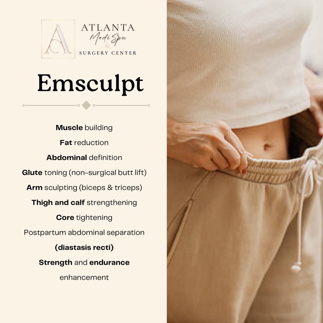 Instagram post by Dr. Debra Atkins: Summer is around the corner ☀️ Emsculpt at Atlanta Medi Spa helps you tone, tighten, and sculpt. Whether you’re already in the gym or just g…