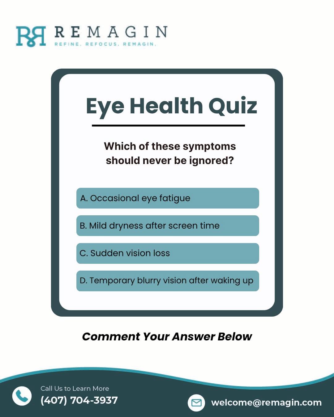 Instagram post by Dr. Deepak Raja: Which of these symptoms may require immediate medical attention? Drop your answer in the comments below! Learn more: https://www.remagin.com…