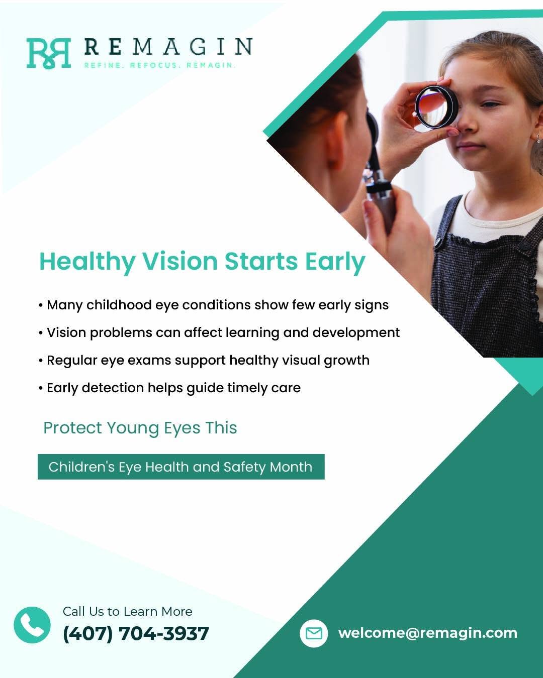 Instagram post by Dr. Deepak Raja: August is Children's Eye Health and Safety Month, a reminder that healthy vision plays an important role in a child's learning, development,…