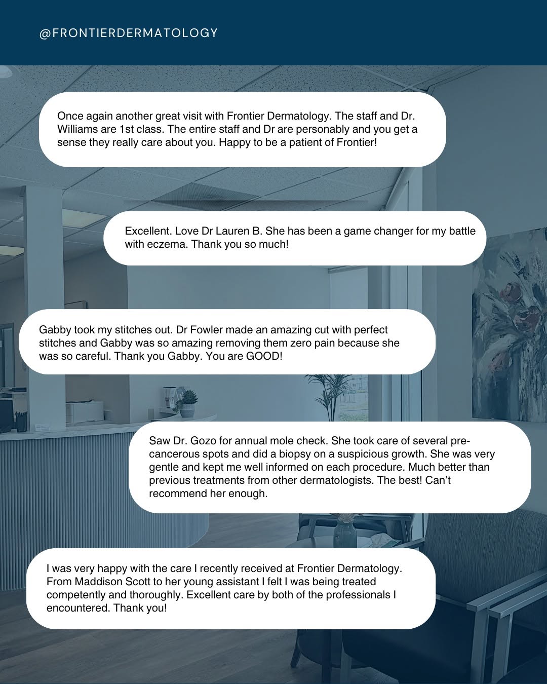 Instagram post by Dr. DeEtta M. Gray: Nothing means more to us than hearing about the experiences of our patients. 💙 From compassionate care to feeling heard, supported, and con…