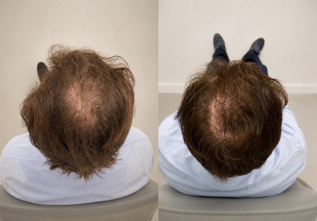 Instagram post by Dr. Dennis Gross: We love to see this type of hair growth🤩 This shows results of PRP treatments for hair loss 💇♂️ #prp #hairgrowth #drdennisgross #nycderma…