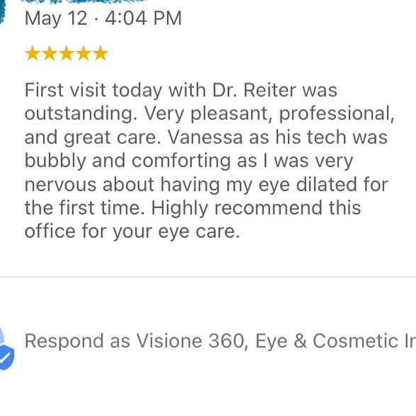 Instagram post by Dr. Dennis J. Reiter, DO: Great praise from our patients, we are humbled by your words.