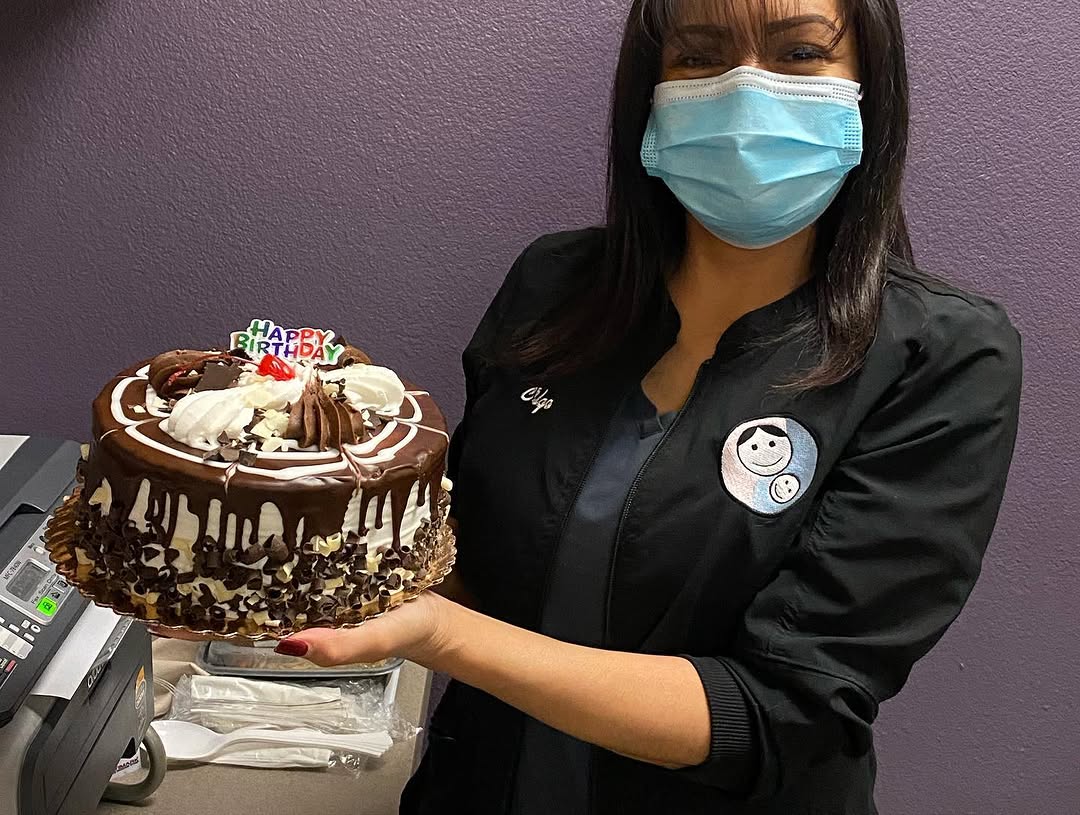 Instagram post by Dr. Derakhsh Fozouni: Join us as we celebrate our beloved MA, Olga’s 19th birthday,, Again 😂 our office wouldn’t be the same without her and her efficient patien…
