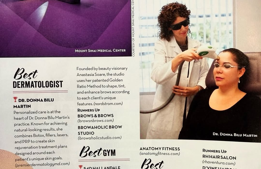 Instagram post by Dr. Donna Bilu Martin: Thank you for voting for Dr. Bilu Martin as Aventura's best Dermatologist! We are happy to take care of your skin's health at @premierdermat…