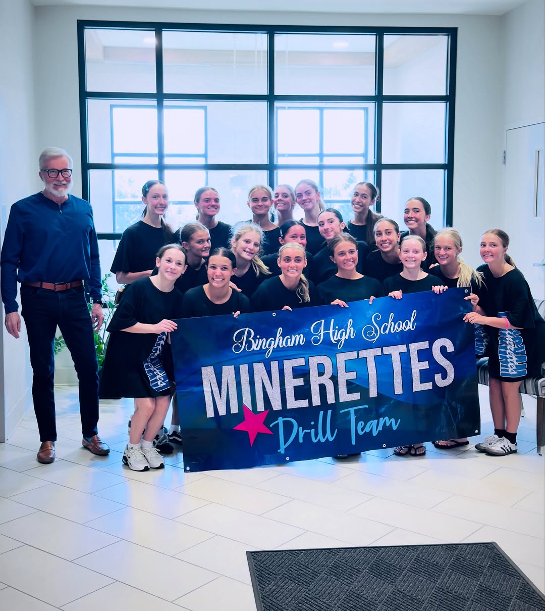 Instagram post by Dr. Douglass W. Forsha: We are a proud sponsor of the Bingham Minerettes Drill Team, and today they paid us a special visit. We wish them a lot of success for the c…