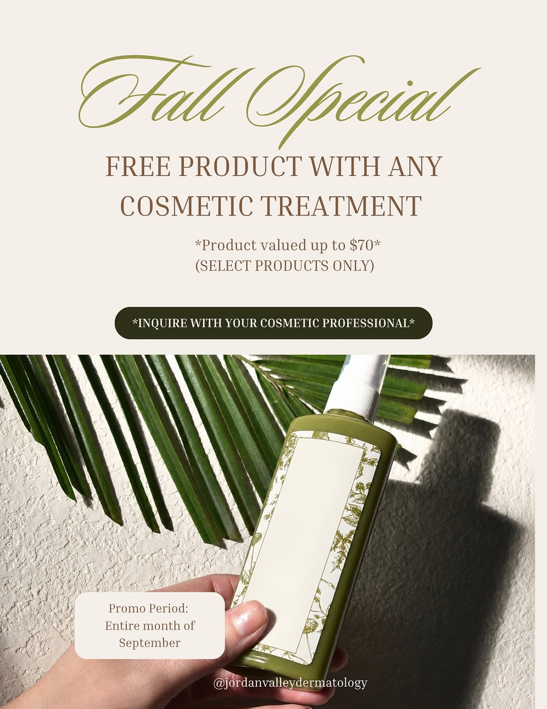 Instagram post by Dr. Douglass W. Forsha: Our Fall Special is Here! 🚨 Get a FREE product with any cosmetic treatment! *Product valued up to $70* -(Select products only)- -Valid for …