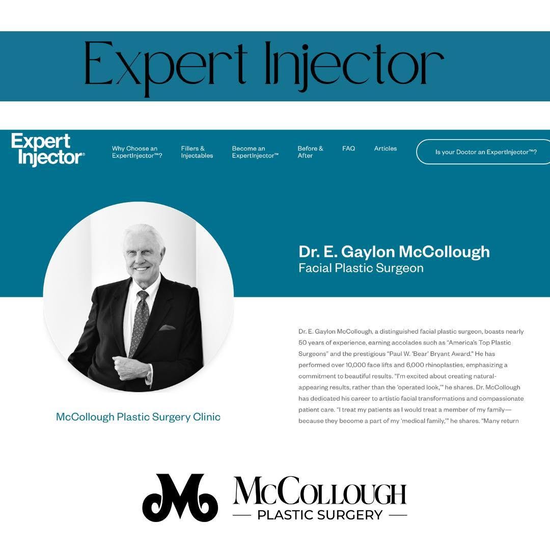Instagram post by Dr. E. Gaylon McCollough: Why does using an Expert Injector matter? All Expert Injectors are board-certified professionals, including plastic surgeons, facial plastic…